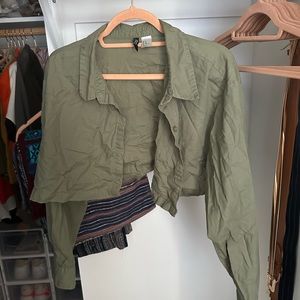Crop top, button up shirt